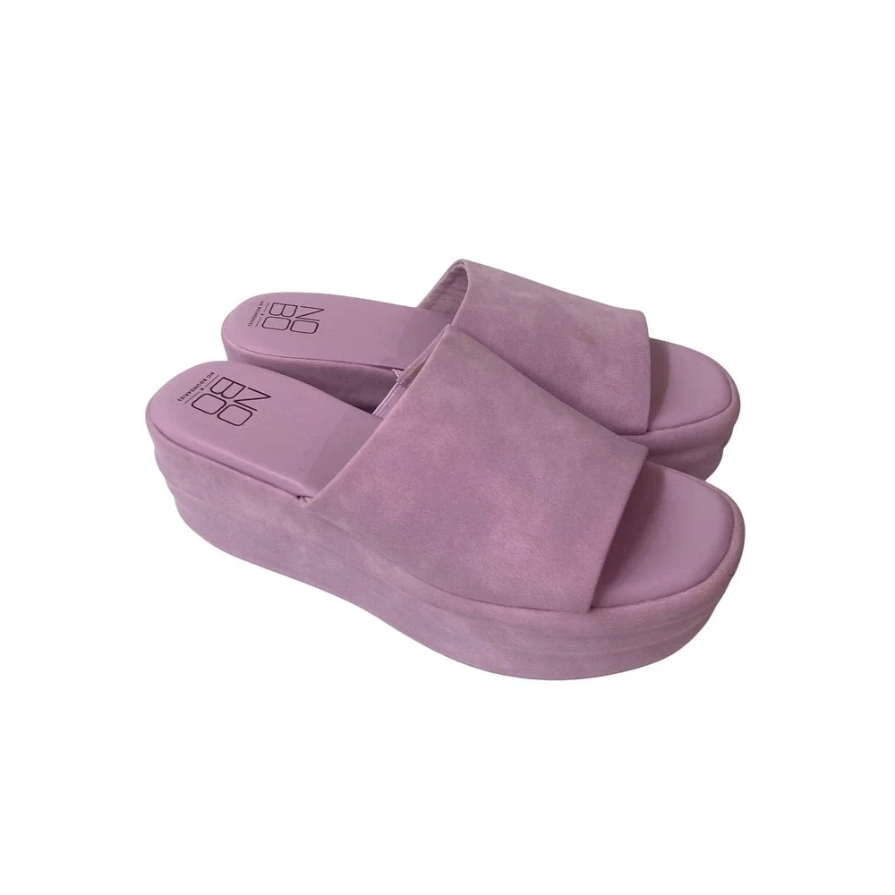 No Boundaries Lavender Purple Platform Slide Sandals Sz 6‎ Faux Suede Y2K
